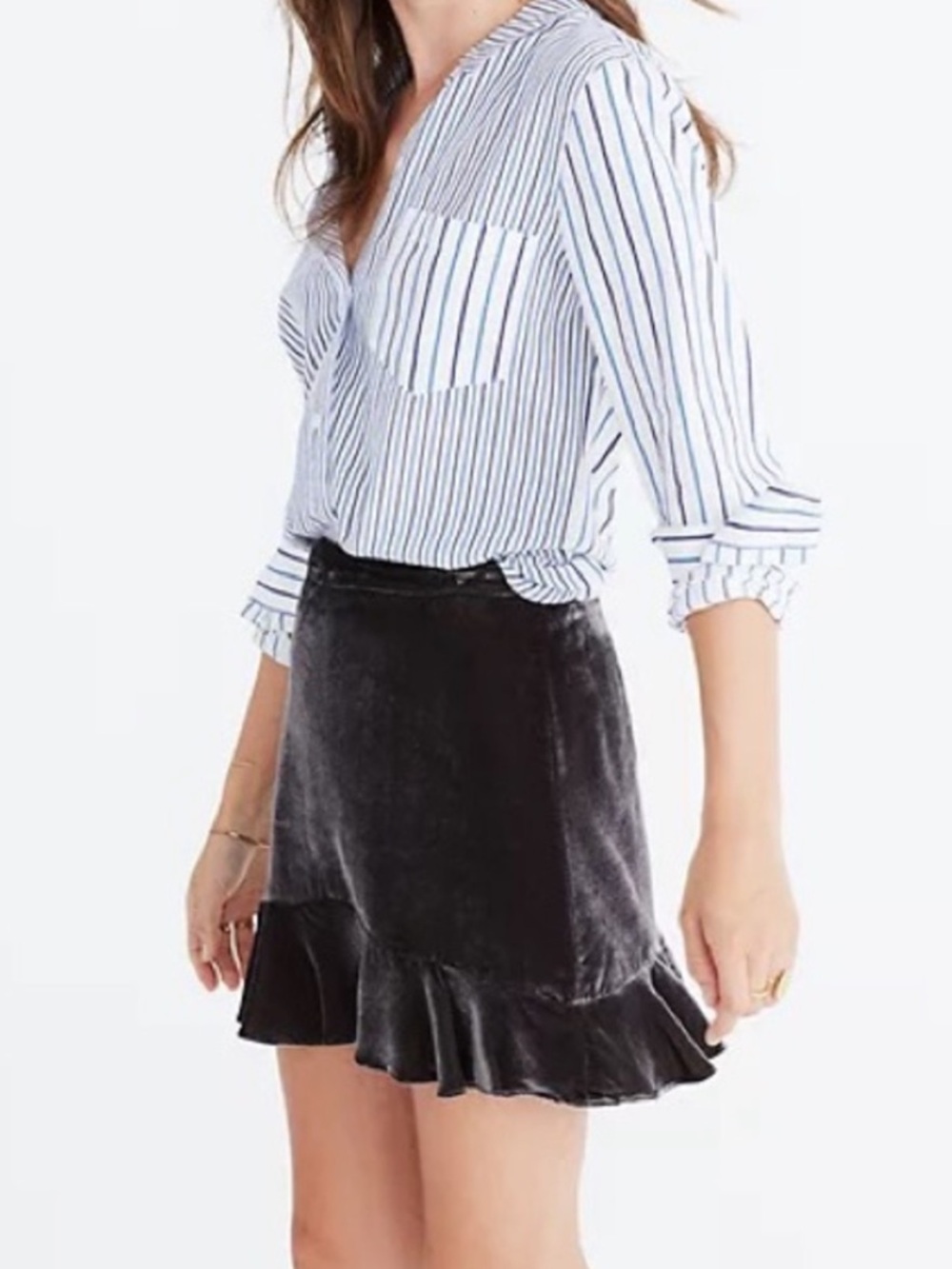 Madewell Velvet Ruffle-Hem Mini Skirt Sz 6